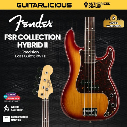 Fender FSR Collection Hybrid II Precision Bass Guitar, RW FB, Sienna Sunburst