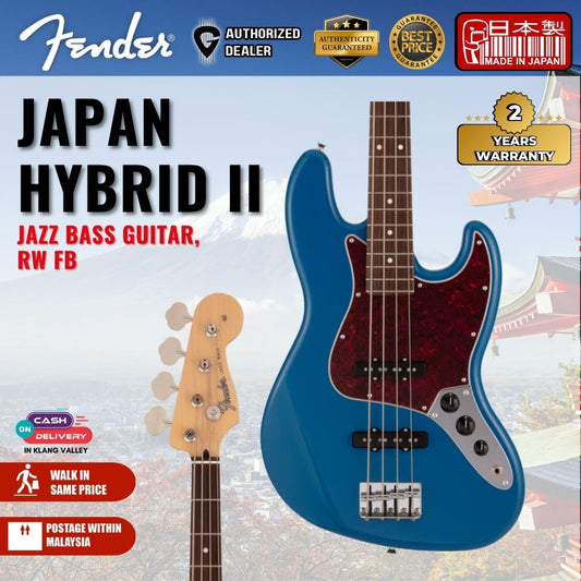 Fender Japan Hybrid II Jazz Bass Guitar, RW FB, Forest Blue