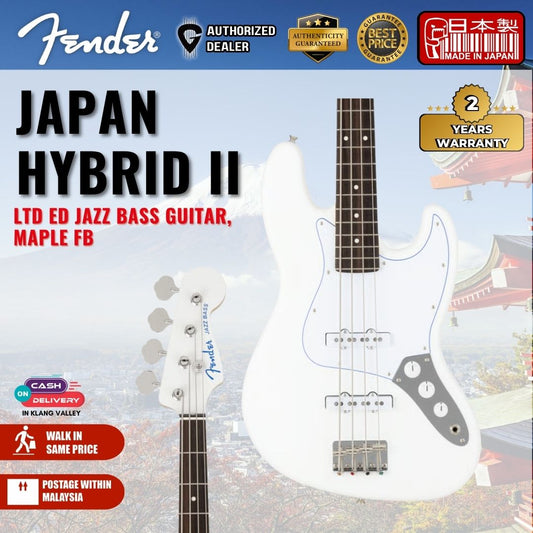 Fender Japan Hybrid II Ltd Ed Jazz Bass Guitar, Maple FB, Vintage White