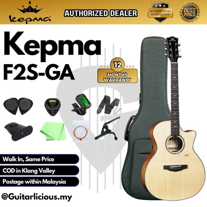 Kepma F2 Solid Sitka Spruce Top Grand Auditorium Acoustic Guitar - Natural ( F2SGA / F2S-GA)