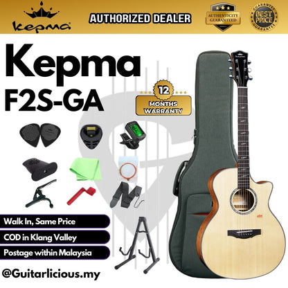 Kepma F2 Solid Sitka Spruce Top Grand Auditorium Acoustic Guitar - Natural ( F2SGA / F2S-GA)