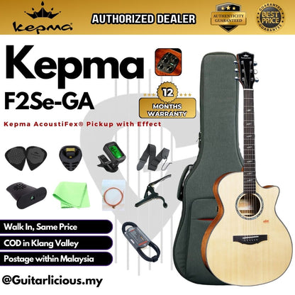 Kepma F2 Solid Sitka Spruce Top Grand Auditorium Acoustic Guitar, S1 Pro Resonance Pickup with Effect ( F2Se-GA / F2SE )