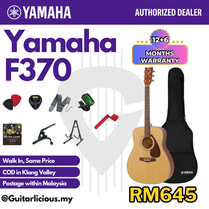 YAMAHA F370 Spruce Top Full Size (41inch) Acoustic Guitar with Gig Bag suitable for Beginner ( F370 / F-370 / F 370 )