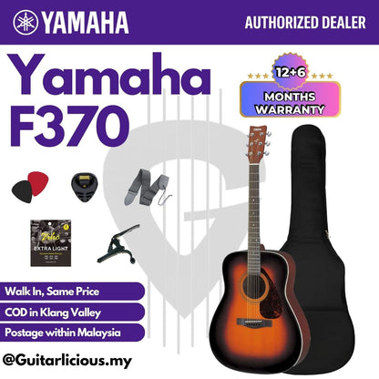 YAMAHA F370 Spruce Top Full Size (41inch) Acoustic Guitar with Gig Bag suitable for Beginner ( F370 / F-370 / F 370 )