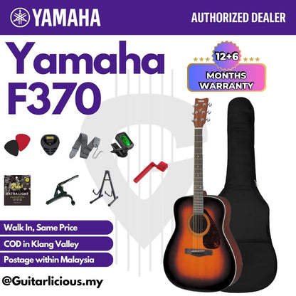 YAMAHA F370 Spruce Top Full Size (41inch) Acoustic Guitar with Gig Bag suitable for Beginner ( F370 / F-370 / F 370 )