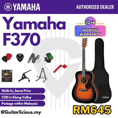 YAMAHA F370 Spruce Top Full Size (41inch) Acoustic Guitar with Gig Bag suitable for Beginner ( F370 / F-370 / F 370 )