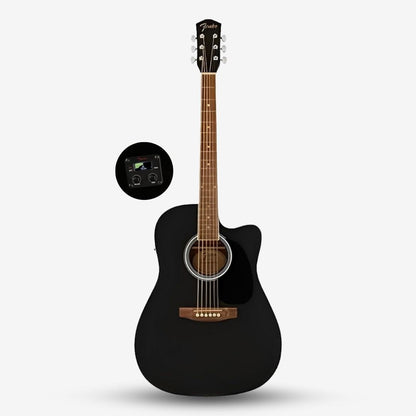 Fender FA-25CE Dreadnought Acoustic Guitar with Pick Up, Walnut FB, Black ( FA 25CE / FA25CE / FA-25CE-BK )