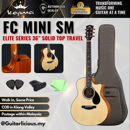 Kepma FC Mini SM Elite Series 36 inch  Solid Top Travel Acoustic Guitar - Natural ( FC-MINI-NAT )