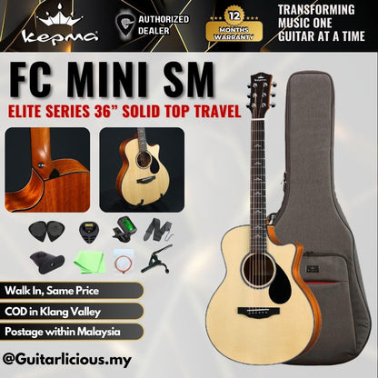 Kepma FC Mini SM Elite Series 36 inch  Solid Top Travel Acoustic Guitar - Natural ( FC-MINI-NAT )