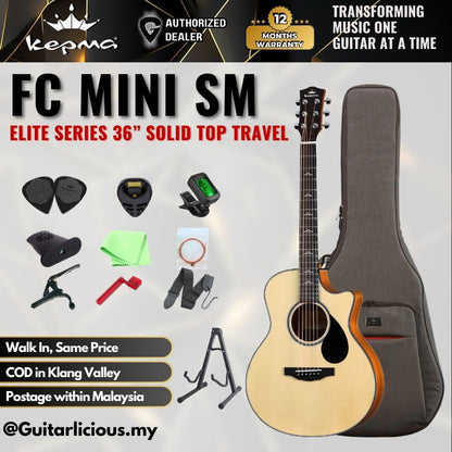 Kepma FC Mini SM Elite Series 36 inch  Solid Top Travel Acoustic Guitar - Natural ( FC-MINI-NAT )