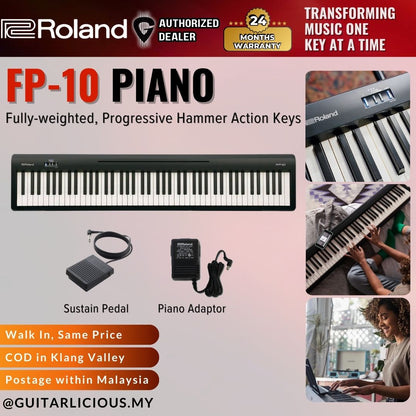 ROLAND FP-10 88-key Digital Piano with Note Stand and Adapter (FP10/FP 10)