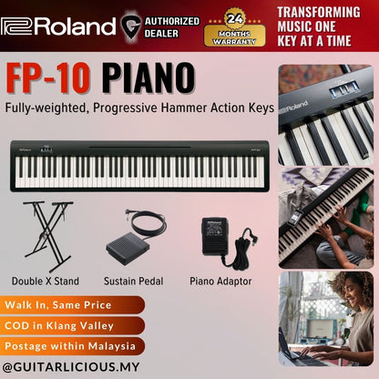 ROLAND FP-10 88-key Digital Piano with Note Stand and Adapter (FP10/FP 10)