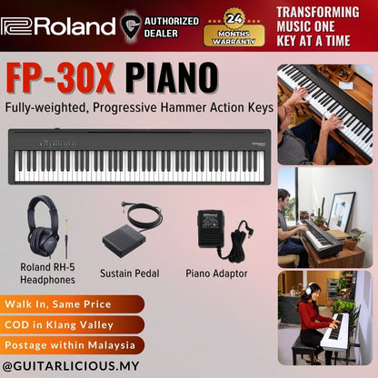 pedal roland fp 30 Roland FP-30X 88-Key Digital Piano with Headphones ( FP30X/FP 30 ) – GUITARLICIOUS