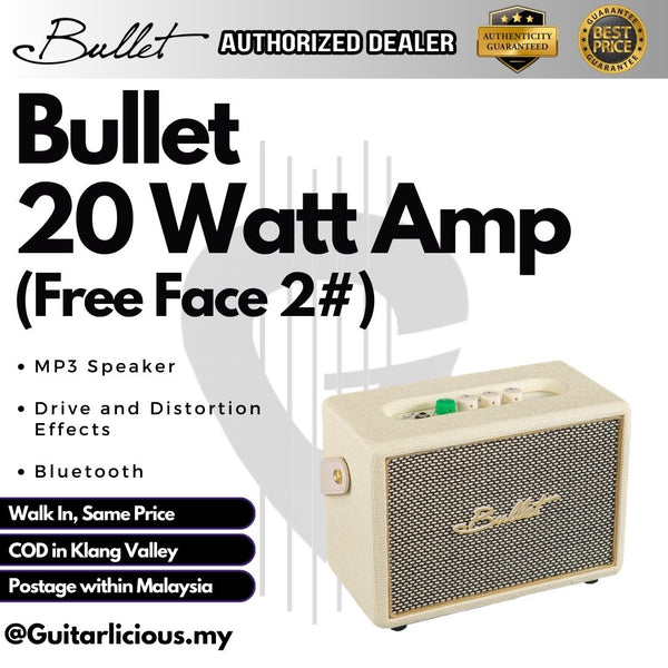 Bullet Electric Amp Free Face 2# 20watt Re-Chargeable Guitar Amplifier MP3 Speaker Drive Distortion With Bluetooth - ( Website Clearance)