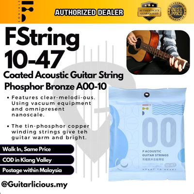 FString Coated Acoustic Guitar Strings – Phosphor Bronze A00 Series – 10-47 (A00-10) & 11-52 (A00-11)
