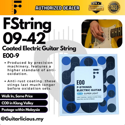 FString Coated Electric Guitar Strings – E00 Series – 09-42 (E00-9) & 10-46 (E00-10)