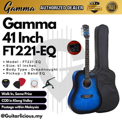 Gamma 41英寸原声吉他，带3段均衡器和调音器 FT-221-EQ