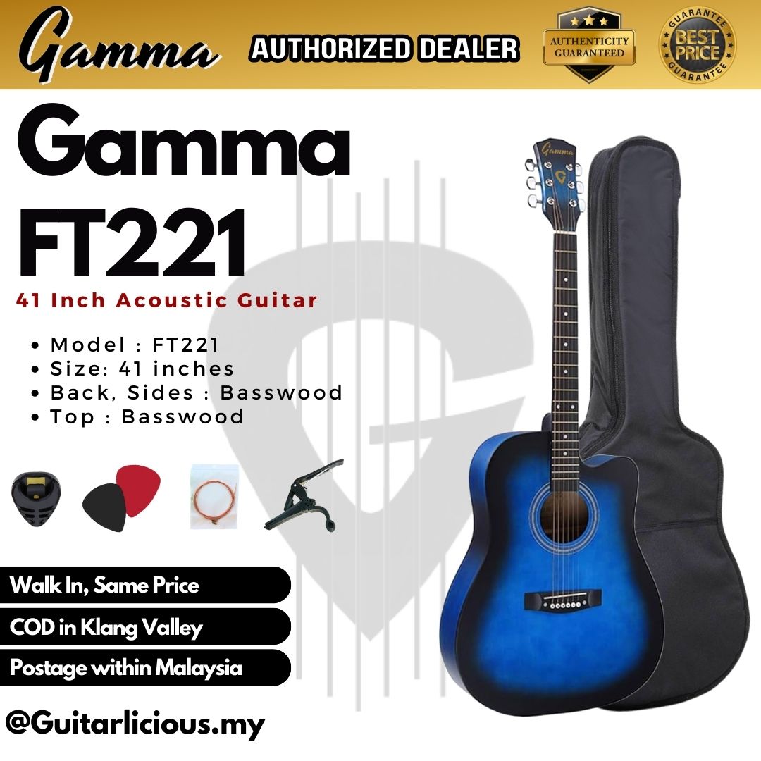 GAMMA Series 41inch Beginner Acoustic Guitar with Bag ( FT221 / FT-221 )