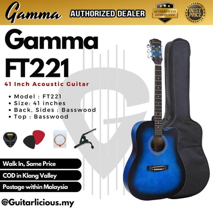 GAMMA Series 41inch Beginner Acoustic Guitar with Bag ( FT221 / FT-221 )