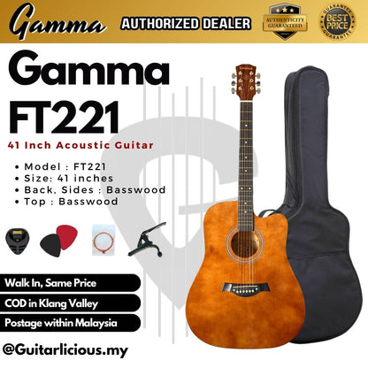 GAMMA Series 41inch Beginner Acoustic Guitar with Bag ( FT221 / FT-221 )