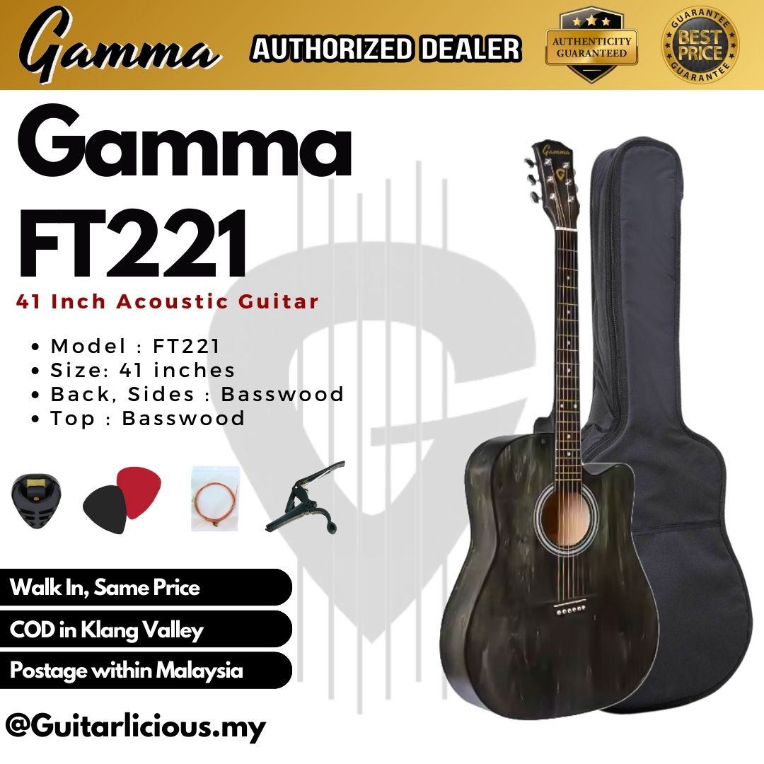 GAMMA Series 41inch Beginner Acoustic Guitar with Bag ( FT221 / FT-221 )