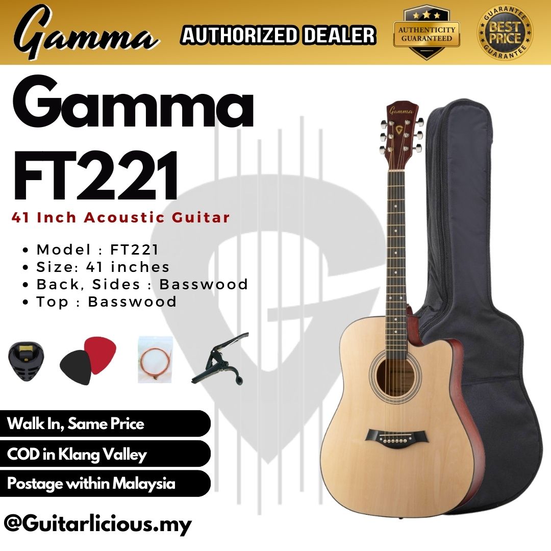 GAMMA Series 41inch Beginner Acoustic Guitar with Bag ( FT221 / FT-221 )