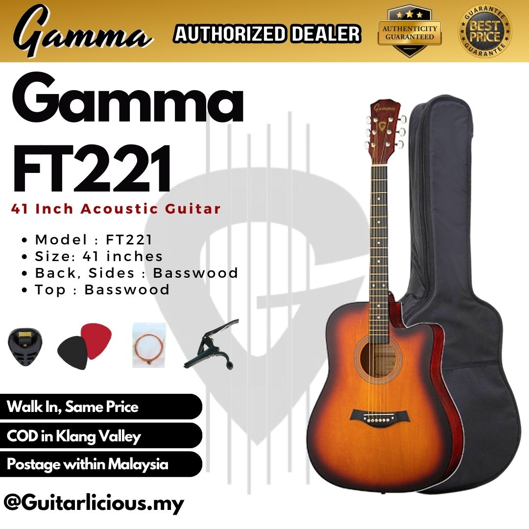 GAMMA Series 41inch Beginner Acoustic Guitar with Bag ( FT221 / FT-221 )