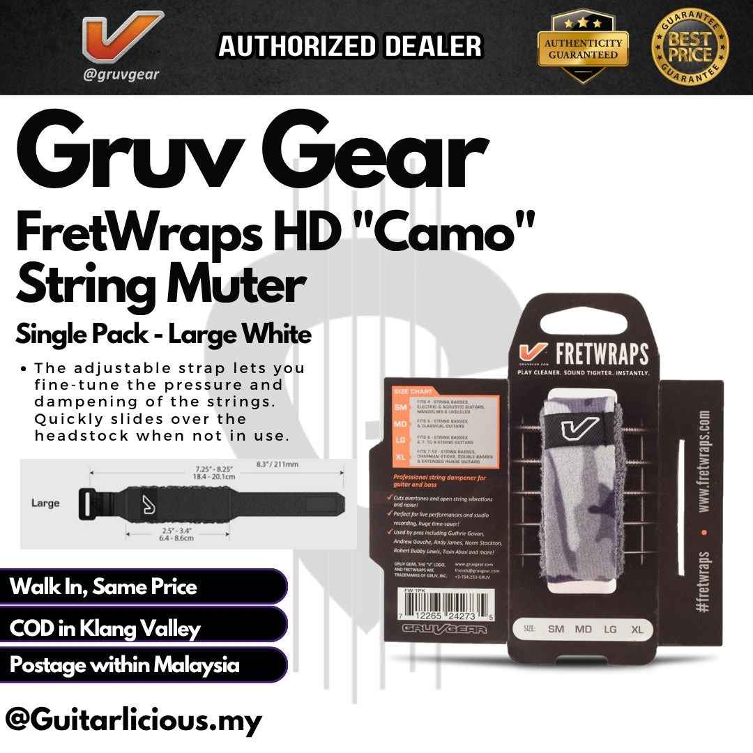 Gruv Gear FretWraps HD "Stone" String Muter Single Pack -  White