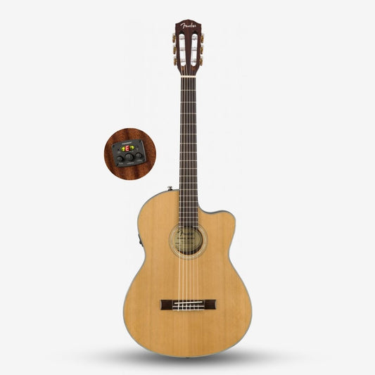 Fender CN-140SCE Nylon String Solid Top Classical Guitar with Case , Walnut FB , Natural ( CN 140S CE / CN140SCE / NAT )