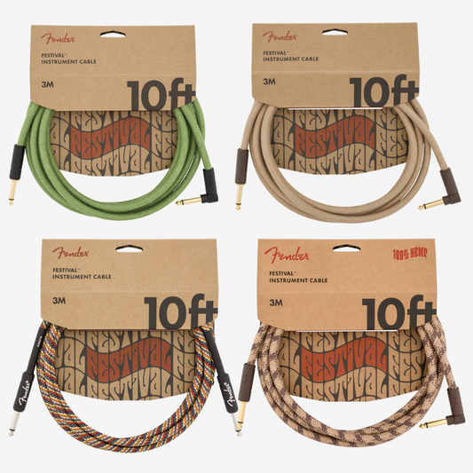 Fender Festival Hemp Instrument Cable, Pure Hemp , (10ft / 3m)