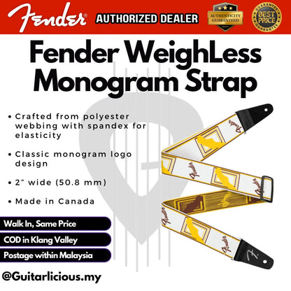 Fender WeighLess Monogram Guitar Strap for Electric / Acoustic / Bass Guitar Strap