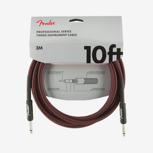 Fender Professional Series Instrument Cable, 10inch Straight/Straight - Red Tweed