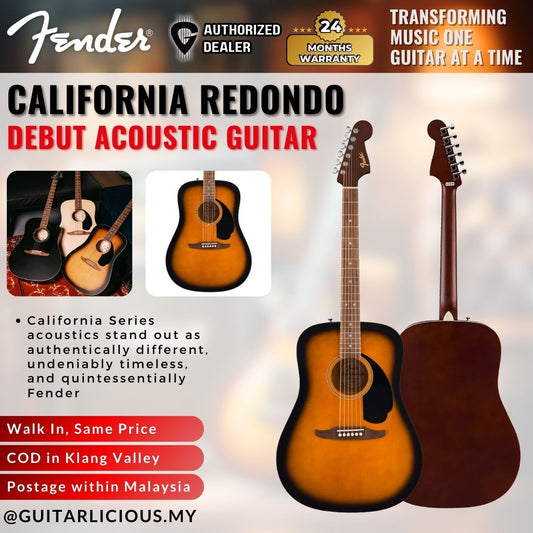 Fender California Debut Redondo Acoustic Guitar- 2-Colour Sunburst.