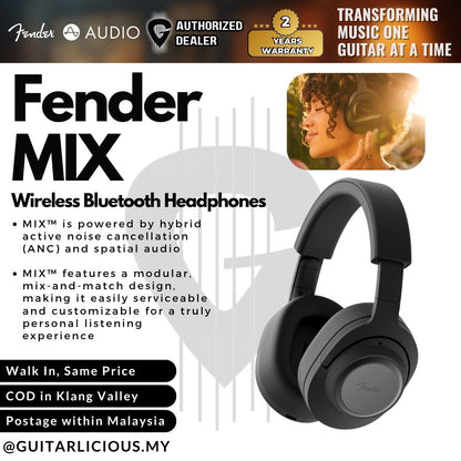 Fender MIX Wired And Wireless Bluetooth Headphones 50 hours of battery life I Bluetooth 5.3 I Dual-mic with ENC