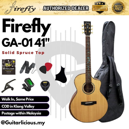 Firefly GA-01 Solid Spruce Top 41 inch Acoustic Guitar with Beveled Arm Rest ( GA01 / GA 01 )