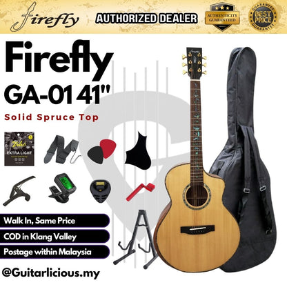 Firefly GA-01 Solid Spruce Top 41 inch Acoustic Guitar with Beveled Arm Rest ( GA01 / GA 01 )