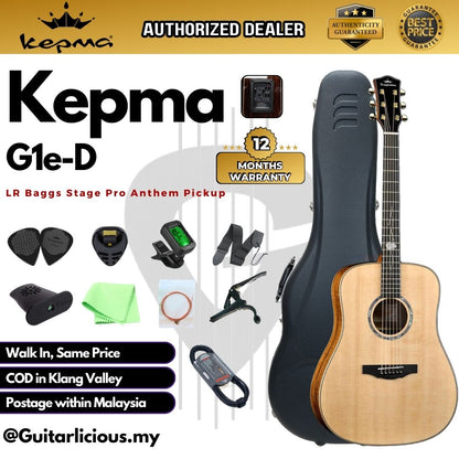 Kepma G1 Series Solid Sitka Spruce Top Dreadnought Acoustic Guitar with LR Baggs Stage Pro Anthem Pickup ( G1e-D / G1E )