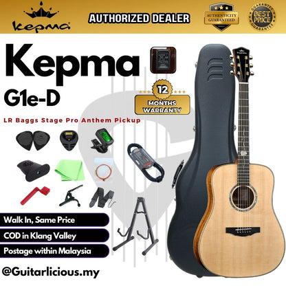 Kepma G1 Series Solid Sitka Spruce Top Dreadnought Acoustic Guitar with LR Baggs Stage Pro Anthem Pickup ( G1e-D / G1E )