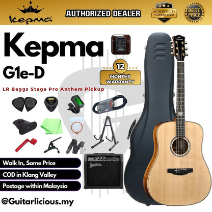 Kepma G1 Series Solid Sitka Spruce Top Dreadnought Acoustic Guitar with LR Baggs Stage Pro Anthem Pickup ( G1e-D / G1E )