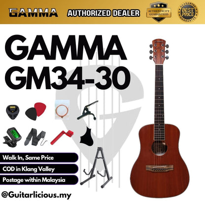 GAMMA 34 inch ( 1/2 ) Acoustic Travel Guitar / Mini Guitar ( GM34-50 / GM34 50 / GM34-30 / GM34 30 )