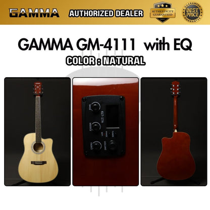 Gamma GM-4111-EQ (Glossy Finish) Dreadnought 41 inch Acoustic Guitar with Cutaway With EQ / Preamp ( GM4111 / GM-4111 )