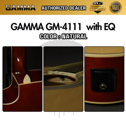 Gamma GM-4111-EQ (Glossy Finish) Dreadnought 41 inch Acoustic Guitar with Cutaway With EQ / Preamp ( GM4111 / GM-4111 )