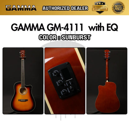 Gamma GM-4111-EQ (Glossy Finish) Dreadnought 41 inch Acoustic Guitar with Cutaway With EQ / Preamp ( GM4111 / GM-4111 )