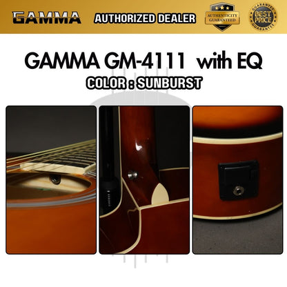 Gamma GM-4111-EQ (Glossy Finish) Dreadnought 41 inch Acoustic Guitar with Cutaway With EQ / Preamp ( GM4111 / GM-4111 )