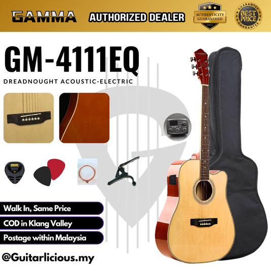 Gamma GM-4111-EQ Dreadnought 41 inch Acoustic Guitar with Cutaway With EQ / Preamp ( GM4111 / GM-4111 )