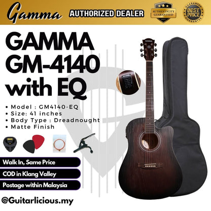 Gamma GM-4140 with EQ (Matte Finish) Dreadnought 41" Acoustic Guitar ( GM4140EQ / GM 4140 EQ / GM-41-40EQ)