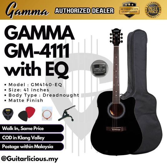 Gamma GM-4111-EQ Dreadnought 41 inch Acoustic Guitar with Cutaway With EQ / Preamp ( GM4111 / GM-4111 )