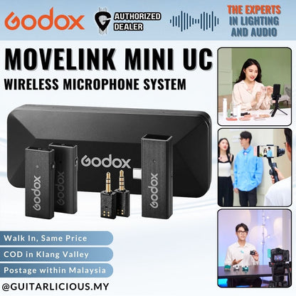 GODOX MoveLink Mini UC Kit2 Wireless Mic System, 6H Battery Life Lavalier Mic w/ Portable Charging Case for Android/DSLR