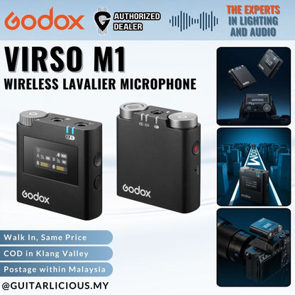 GODOX Virso M1 - Wireless Lavalier Mic System, Noise Cancelling Wireless Lapel Microphone for Cameras, PC, Smartphones