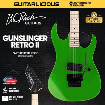 B.C. Rich Gunslinger Retro II with Floyd Rose Electric Guitar - Green Pearl  (Coming Soon)